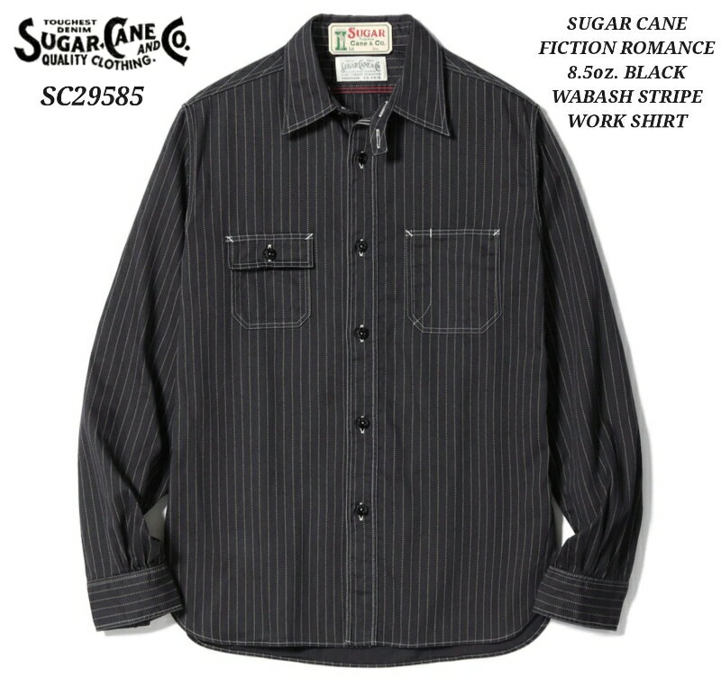 Rakuten - SUGAR CANE FICTION ROMANCE 8.5oz. BLACK WABASH STRIPE WORK SHIRT シュガーケーン フィクションロマンス ウォバッシュストライプ SC29585
