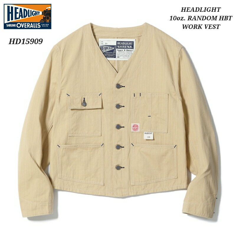 Rakuten - HEADLIGHT 10oz. RANDOM HBT WORK VEST ヘッドライト ワークベスト へリンボーンツイル エンジニアジャケット HD15909