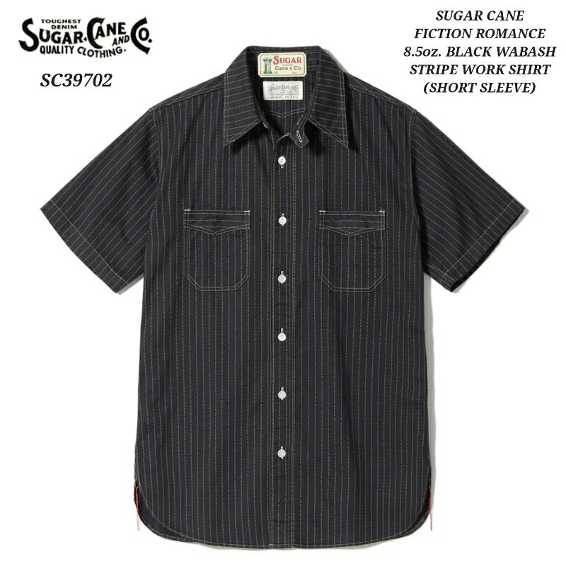 SUGAR CANE FICTION ROMANCE 8.5oz. BLACK WABASH STRIPE WORK SHIRT (SHORT SLEEVE) シュガーケーン ウォバッシュ ワークシャツ SC39702