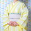阿波しじら織り 木綿 着物 単衣きもの《仕立代込み》菜の花色の濃淡鰹縞 No.D6【受注生産】