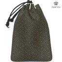鹿革 漆 印伝 巾着 メンズ 男物《印傳屋 INDEN-YA》甲州印伝 バッグ 合切袋 信玄袋 巾着袋(紗綾型:黒×白)No.3004【IT】
