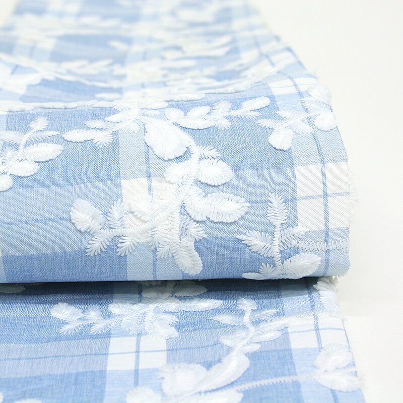 半幅帯 リバーシブル《市田ひろみ》ブルー チェック 唐草 レース × アイボリー ピンストライプ 半巾帯【IT】