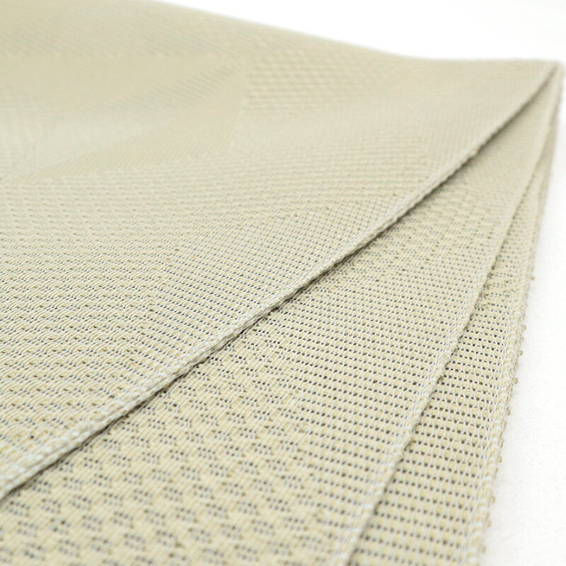 【訳あり】八寸名古屋帯 グリーン 紋紗 紗 夏用 仕立て上がり カジュアル なごや帯 無地 綸子 名古屋帯 変わり麻の葉 柳 2