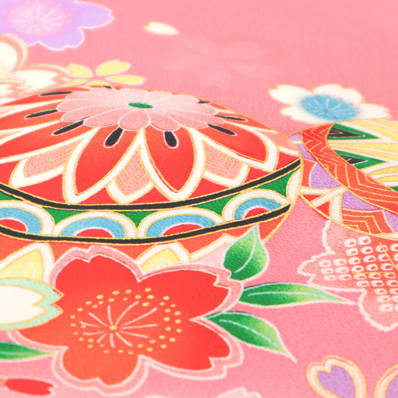 【レンタル】お宮参り 産着 レンタル 女の子 初着 掛け着 初宮参り 着物 正絹 ピンク 手毬 桜 蛍光カラー 蛍光ピンク【往復送料無料】