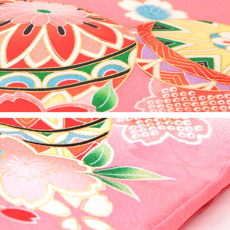 【レンタル】お宮参り 産着 レンタル 女の子 初着 掛け着 初宮参り 着物 正絹 ピンク 手毬 桜 蛍光カラー 蛍光ピンク【往復送料無料】