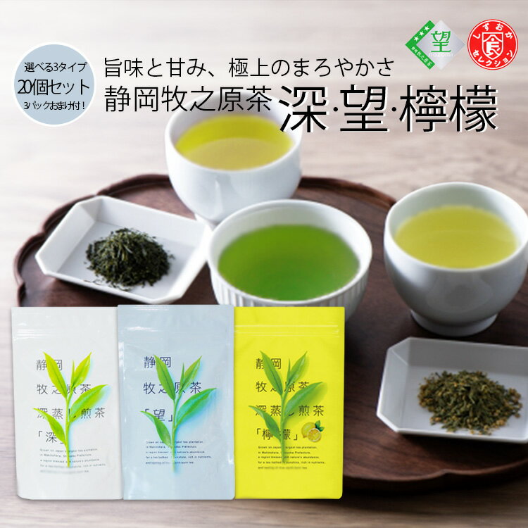 静岡茶 【30％OFF 6/4～6/11】静岡牧之原茶 ティーバッグ 望 深 檸檬 5g×12P×20 3つプレゼント お茶 緑茶 牧之原茶 深蒸し茶 深むし茶 緑茶 水出し 大容量 お徳用 飲み比べ 選べる 静岡茶 日本茶 静岡県産 ブランド茶 煎茶 茶葉 業務用 家庭用 取り寄せ ギフト 送料無料