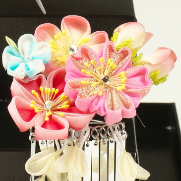 髪飾り 七五三 花 簪子供つまみ細工かんざし 七五三4点飾り赤 ピンク 桜 梅の花 金糸三歳 七歳3点セット ちんころ付勝山セット【楽ギフ_包装選択】【楽ギフ_のし】【楽ギフ_のし宛書】【楽ギフ_メッセ】