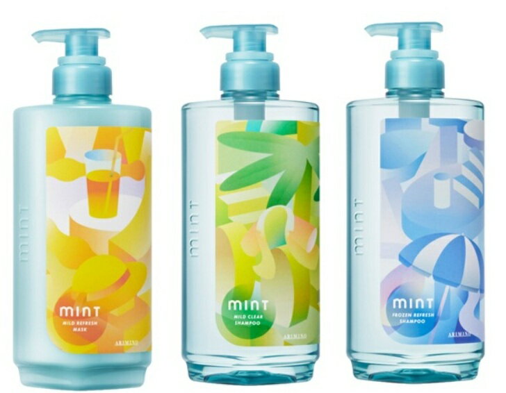 【アリミノ】ミント シャンプー(フローズンリフレッシュ・薬用マイルドクリア) 550ml & マスク リフレッシュ 550g 3点セット