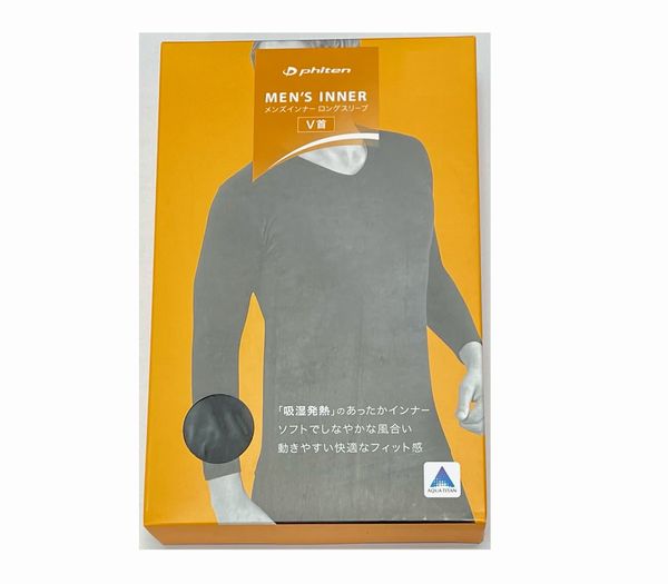 ファイテン メンズインナー吸湿発熱 ロングスリーブV首
