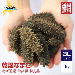 北海道産乾燥海参【特A品】3Lサイズ80個前後入り（1kg）中華高級食材 干し海鼠 北海キンコ 海参 安心 品質保証 北海道産 天然 乾燥 なまこ 乾燥ナマコ 干しなまこ 干しナマコ 高級珍味 贈答品 ギフト ナマコ 乾燥 金ん子 ギフト