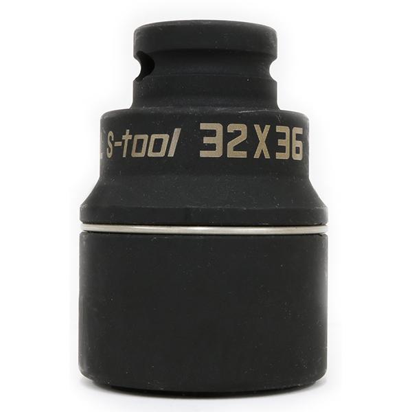 インパクトレンチ用の2サイズダブルソケット インナーソケットスライドタイプ [仕様] 差込角：12.7mm(1/2″) 対辺：32/36mm　 外径：47mm 全長：72mm 重さ：384g