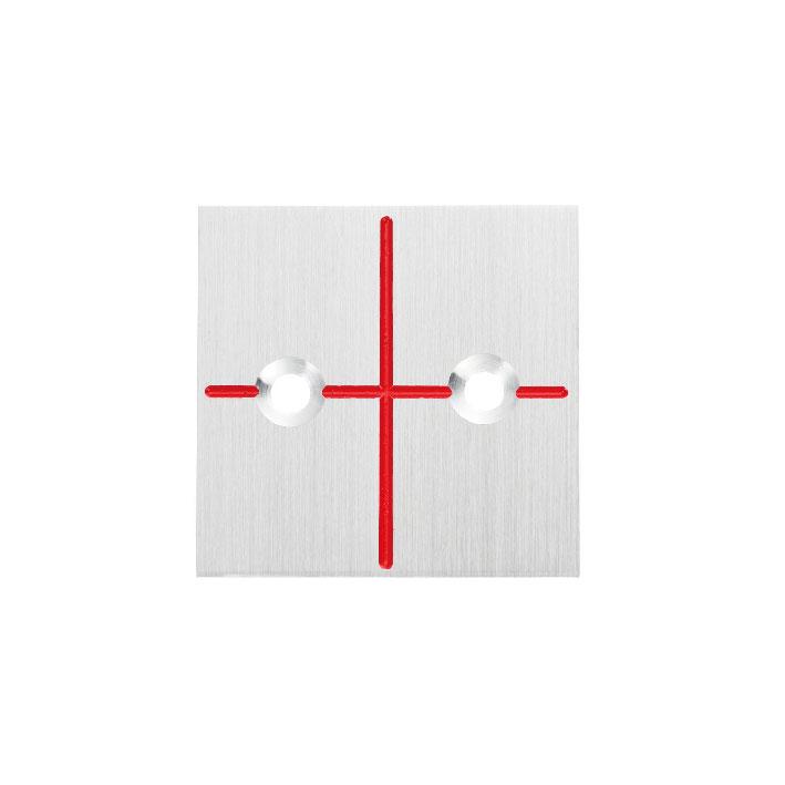 Rakuten - カクマル 35角 アルミ製境界プレート（2mm厚） 2穴タイプ（10枚入） 十字 35x35x2mm アンカーピン付き RAP35223