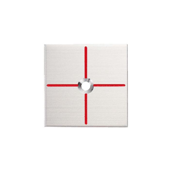 乐天商城 - カクマル 35角 ステンレス製境界プレート（2mm厚） 1穴タイプ（10枚入） 十字 35x35x2mm アンカーピン付き S35C1