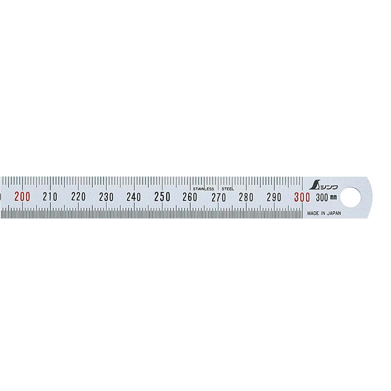 シンワ測定 13250 細巾直尺 シルバー 30cm 赤数字入