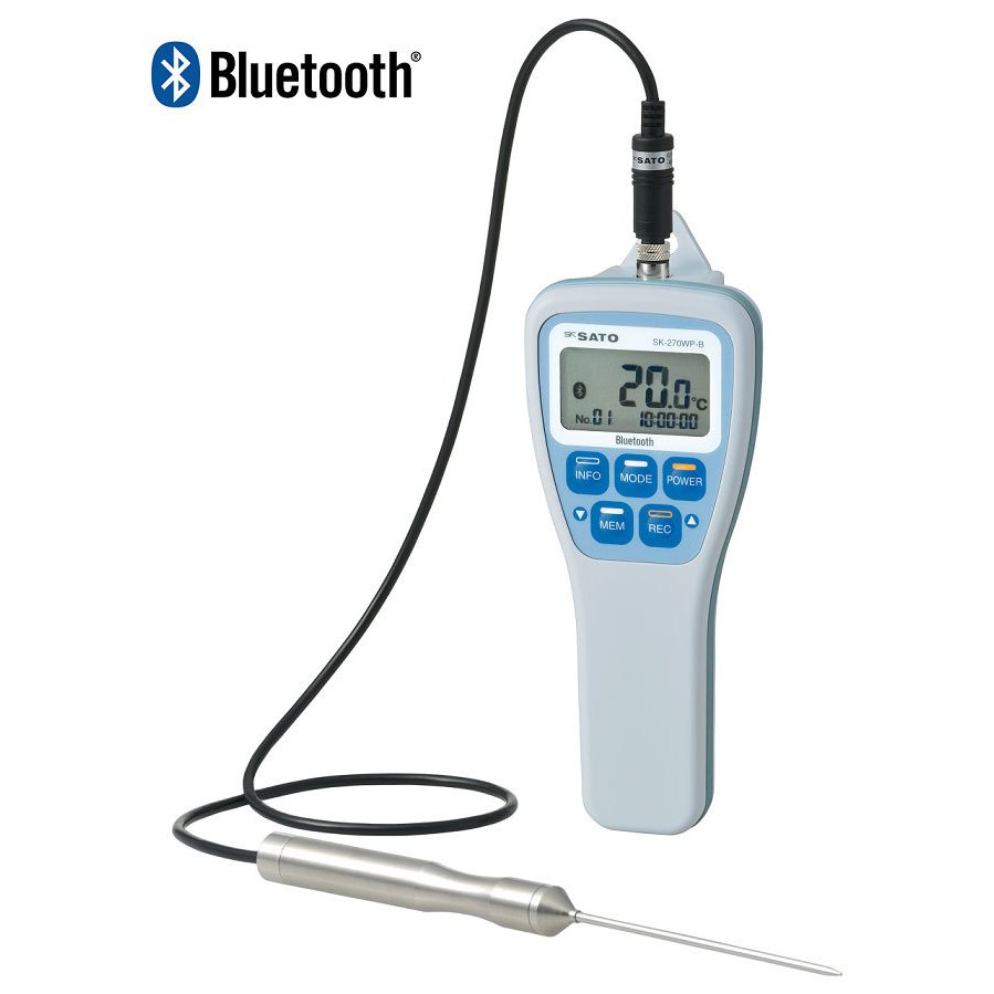 佐藤計量器 SK-270WP-B フック穴付 防水型無線デジタル温度計（標準センサS270WP-01付） No.8078-60 SATO