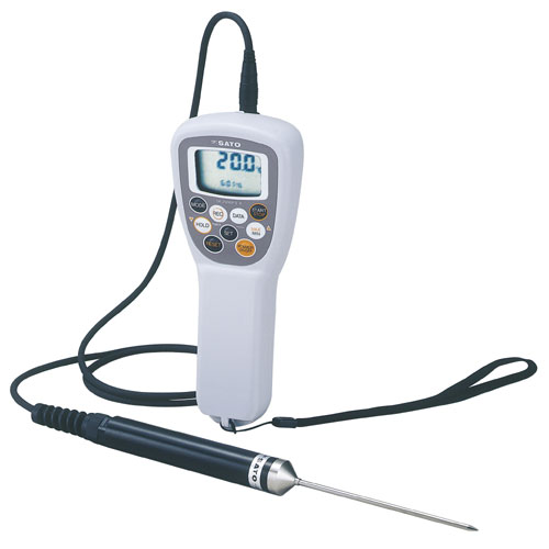 佐藤計量器SATO防水型デジタル温度計SK-250WPII-R標準センサ付（レコード機能付）