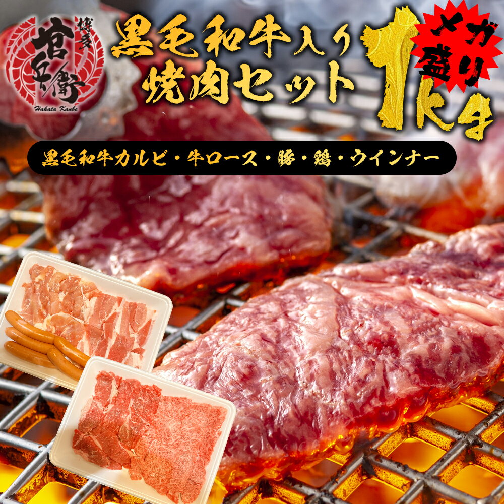 和牛焼肉セット（1kg）（和牛200g 牛ロース200g 豚焼肉200g 鶏焼肉250g ウインナー150g) 送料無料 バーベキュー BBQ 焼肉 焼肉セット 簡単 国産 黒毛和牛 和牛 豚肉 鶏肉 ウインナー御祝い おつまみ 家焼肉 家飲み お祝い 母の日 父の日