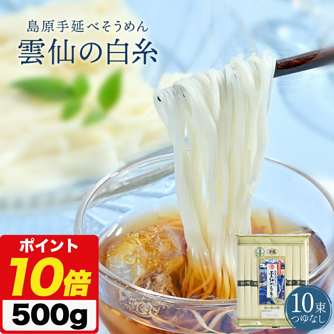 ＼期間限定 ポイント10倍 ／【 10人前 送料無料 】 島原手延べ 500g そうめん 雲仙の白糸 長崎県 特産..