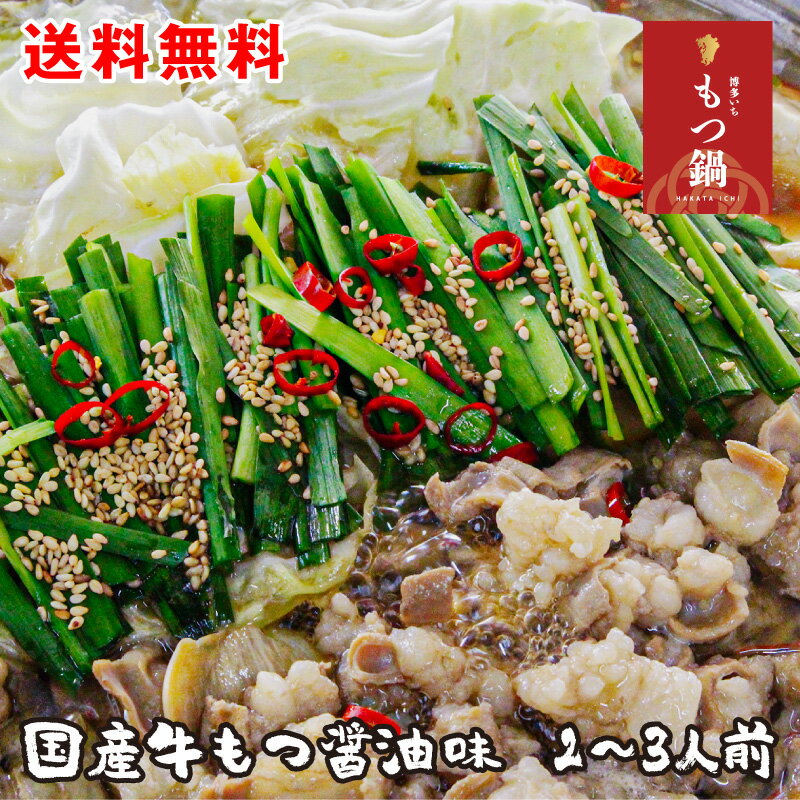 博多もつ鍋セット2～3人前（醤油味）＋ 極上辛子明太子220g クーポン 送料無料 国産牛もつ使用 お取り寄せ おうちごはん 誰でも簡単にできるもつ鍋セット 簡単料理レシピ付 博多グルメ ご飯のお供 御中元 御歳暮 父の日 敬老の日