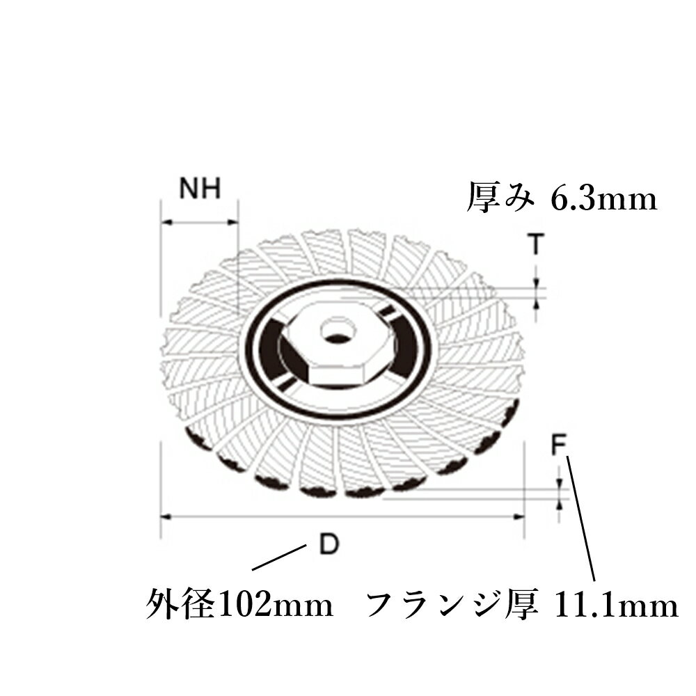 バーテック ワイラー ノット型 ヒネリ N ホイルブラシ 中幅型 SUS ステンレスワイヤー 1個 CTA-4S 1327200｜研磨 バリ取り 工業 ホイールブラシ BURRTEC Weiler 2