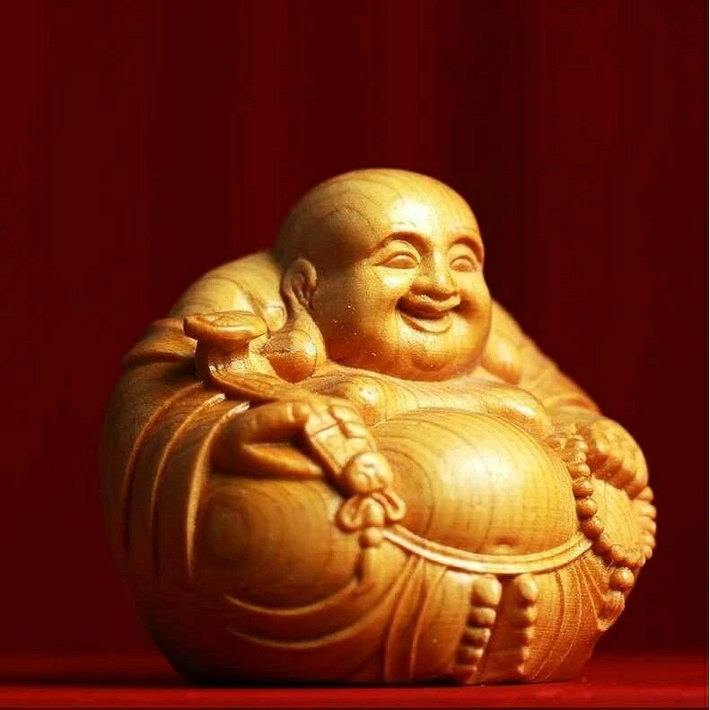 布袋様木彫り 小さい 置物 金運アップ 開運 手のひらサイズ高級仕様 彫刻モデル イ...