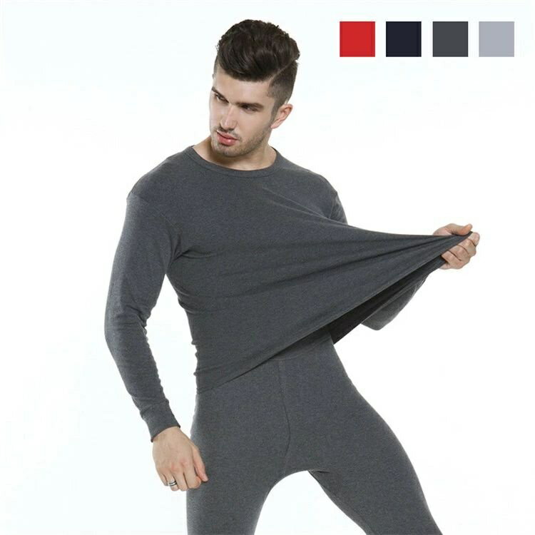 メンズ 保温下着 秋冬 長ズボン 純綿 上下セット 健康肌着 男性用 インナーウェア パジャマ 無地 伸縮..