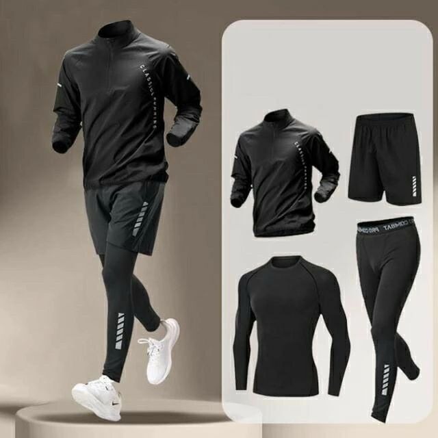 4点セット ランニングウェア メンズ 4点セット ジャージ コンプレッションウェア ...