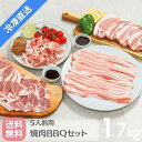 送料無料・冷凍配送【 白金豚 焼肉 BBQ よくばりセット 1.7kg 5人前 】 バラ焼肉用 カタロース焼肉用 スライス小間 各400g ロースステーキ用100g 5枚 国産 岩手県産 豚肉 プラチナポーク 銘柄 ブランド 豚 お取り寄せ グルメ 花巻