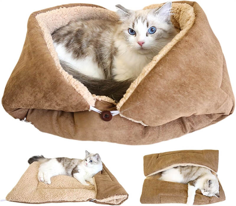 樂天商城 - ペットベッド 猫 ベッド 犬ベッド ペット マット クッションふわふわ 秋 冬用 暖かい 4WAY切替可能 両面使用可能 もこもこ 滑り止め おしゃれ 可愛い 寒さ対策 洗濯可能 小型犬/子犬/猫用 寝床 S M