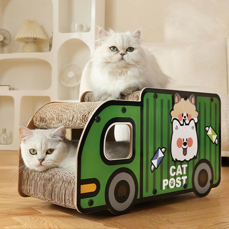 樂天商城 - トラック型 猫 爪とぎ 猫 爪とぎ キャットハウス ダンボールハウス ベッド 両用 木製 室内用 通気 耐久 ストレス解消 段ボール 組み立て式 耐荷重10KG 省スペース 組立簡単家具破壊防止 多頭飼う 大型猫 爪とぎハウス 猫 ベッド キャットハウス 室内 猫小屋 ボックス