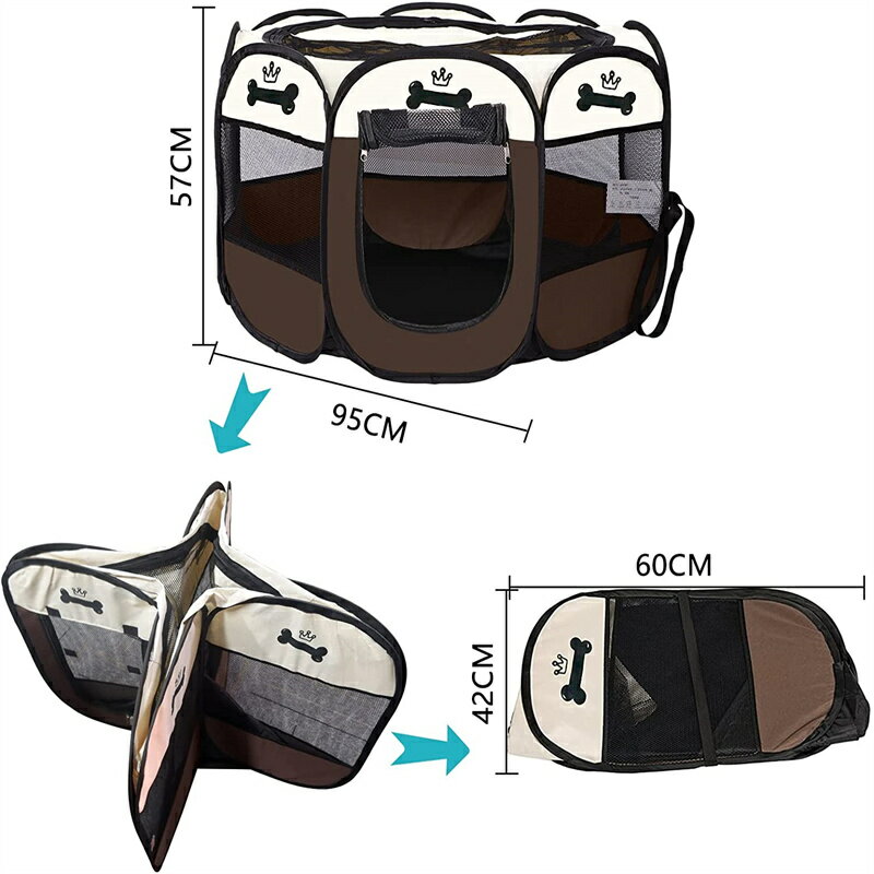 ペットサークル 折畳み 軽量 通気性 猫ハウス ポータブル犬ケージ アウトドア防水ペットハウス 犬 サークル 折りたたみ中小型犬猫