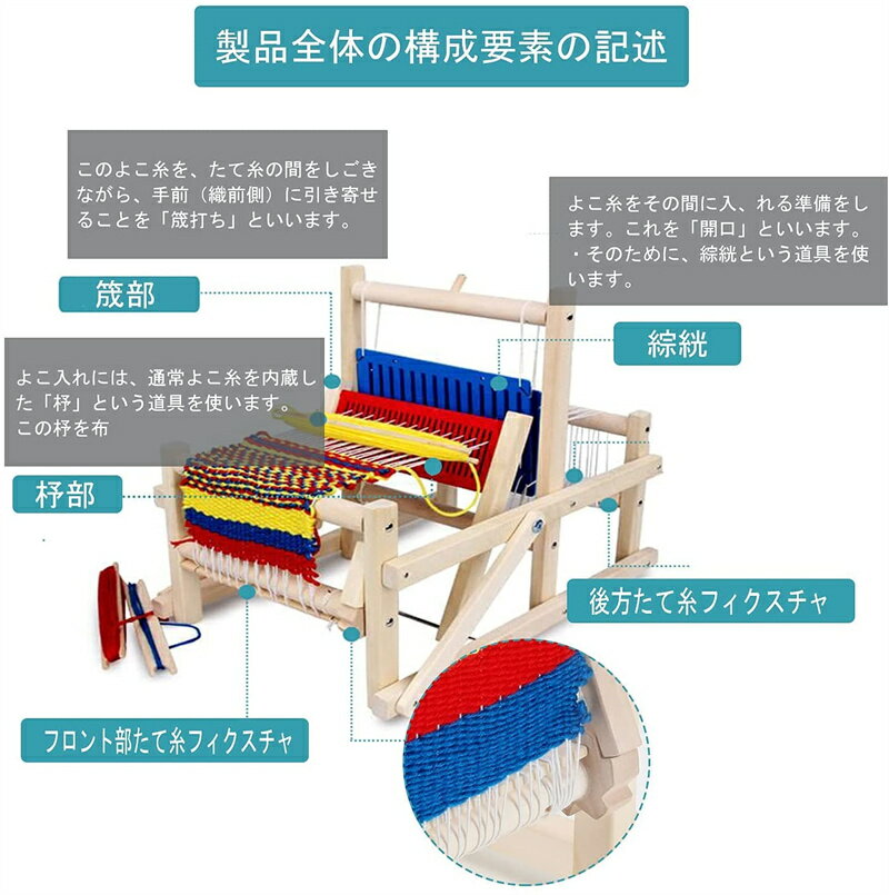 手織り機 　木製 織り機 卓上 手織り機 DIY 編み機 初心者向け 卓上手織り機 扱いやすい 簡単 子供用知的おもちゃ 3