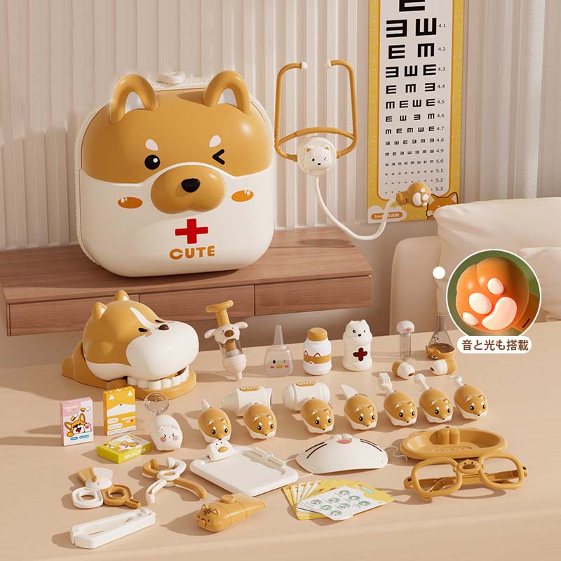 お医者さんごっこ 42PCS お医者さんセットおもちゃ おままごと 子供用 キッズ ワンちゃんシリーズ ライト&サウントエフェクト搭載 ごっこ遊び ミニドクター...