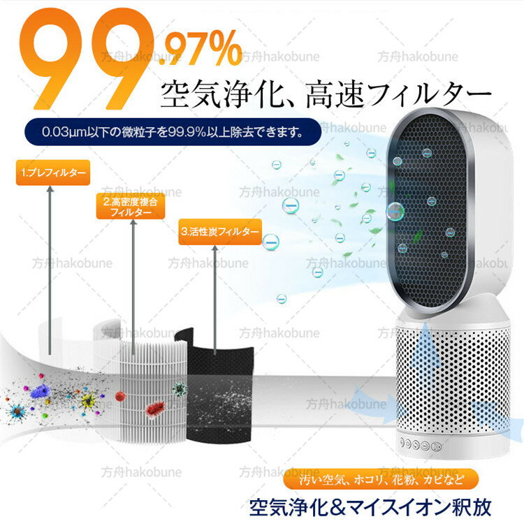 サーキュレーター 扇風機 空気清浄機 卓上空気清浄機 小型 コンパクト 自動首振り 3段階風量調節 タイマー機能 イオン 花粉 PM2.5 タバコ ホコリ除去 低騒音 省エネ 臭 臭い ウイルス対策 オフィス ペット カビ 除菌 殺菌 滅菌? HEPAフィルター 母の日 涼しい