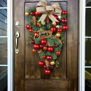 クリスマスリース 玄関ドア用 逆さまのクリスマスツリー スワッグ クリスマス 大きい オーナメント ナチュラル リース ドア ガーランド 部屋 壁飾り ガーラン...