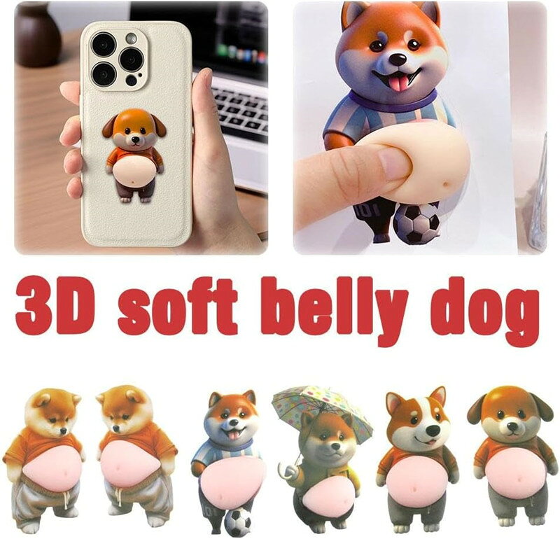6点セット デブ 犬 お腹 シールぷにぷにシール 3組 3D柔らかいお腹 ぷくぷくシール かわいい 3D マシュマロ ふわふわ もちもち もっちりスクイーズ ステッカー シー ル帳 デコレーション 携帯電話飾り用 手帳用 日記帳用 手芸用品 ストレス解消おもちゃ hakobune2020-10002386 方舟株式会社 サンプル画像2
