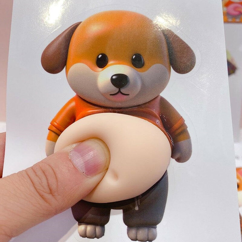 6点セット デブ 犬 お腹 シールぷにぷにシール 3組 3D柔らかいお腹 ぷくぷくシール かわいい 3D マシュマロ ふわふわ もちもち もっちりスクイーズ ステッカー シー ル帳 デコレーション 携帯電話飾り用 手帳用 日記帳用 手芸用品 ストレス解消おもちゃ hakobune2020-10002386 方舟株式会社 サンプル画像3