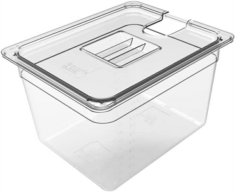 「部分即納」低温調理器 コンテナ 容器 専用タンク 蓋付き 容器蓋 食品保存容器 スリーブ スロークッカー ボックス 収納ケース用の透明 低温調理器専用 フードコンテナー 角型フードコンテナー 大容量 リッド 透明タンク 水位メモリ 耐冷 耐熱 手軽 簡単調理　6L/11L/25Lのサムネイル