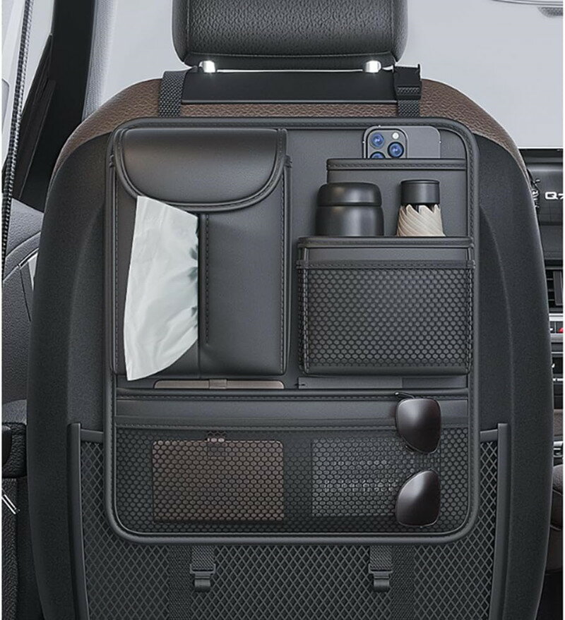 車用シートバックポケット 後部座席収納 車用収納ポケット シートバックポケット カーシートバック車吊り下げバッグ 収納袋 多機能 防水防汚 簡単取付 省スペース カー用品 ブラック