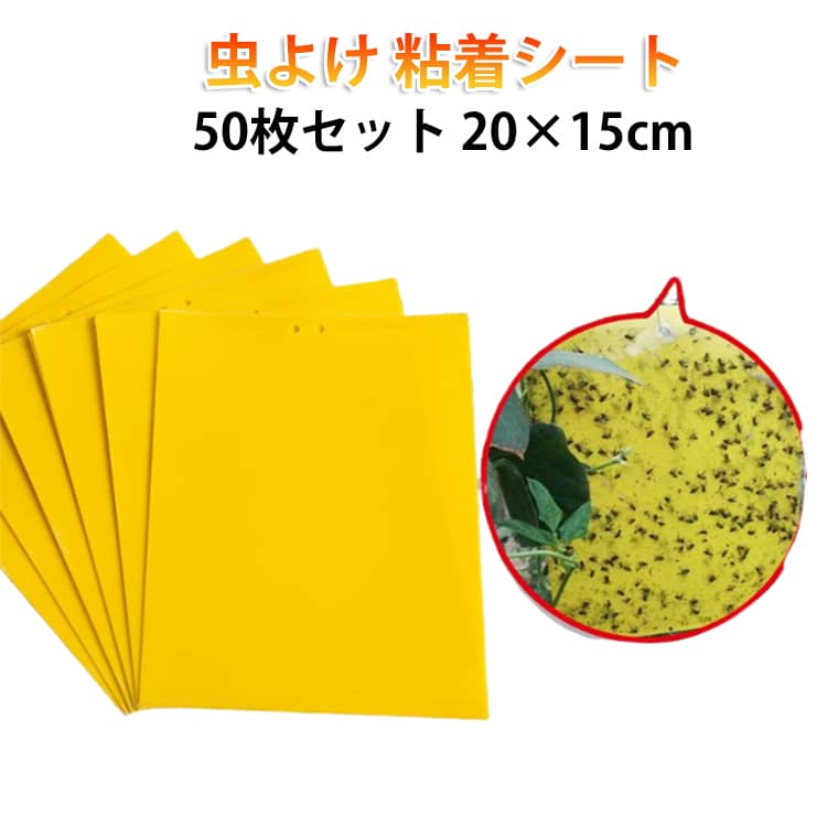両面粘着紙 コバエ 害虫対策用品 コバエ取り 粘着トラップ 粘着シート 【50枚セット】虫よけ 捕虫シート 虫取りシート ハエ取り紙 害虫捕獲粘着紙 捕虫器 捕虫シート 20×15cm 【50枚セット】虫よけ 室内外対応 害虫 駆除 畑 田んぼ 虫除け 家庭菜園