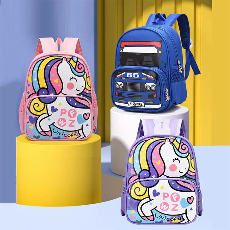 イエロー 子供用 裏メッシュ ナイロン くるま 外ポケット付き かっこいい 3-5歳 フ...