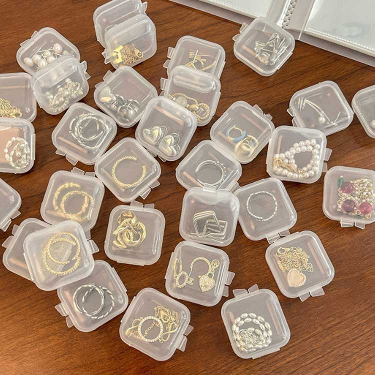 ピアス ジュエリー収納 【100個セット】ジュエス アクセサリー収納 イヤリング アクセサス 収納 アクセサリー入れ 指輪 おしゃれ リング ジュエリーケース 小さい 持ち運び 携帯 透明 蓋付き 小物 整理整頓 ネックスレス [2]