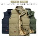 中綿ベスト メンズ 裏ボア 裏起毛 あったか 前開き ノースリーブ コート ジャケット 立ち襟 インナー 防寒着 ジレ 厚手 秋冬 保温 アウター 重ね着 父の...