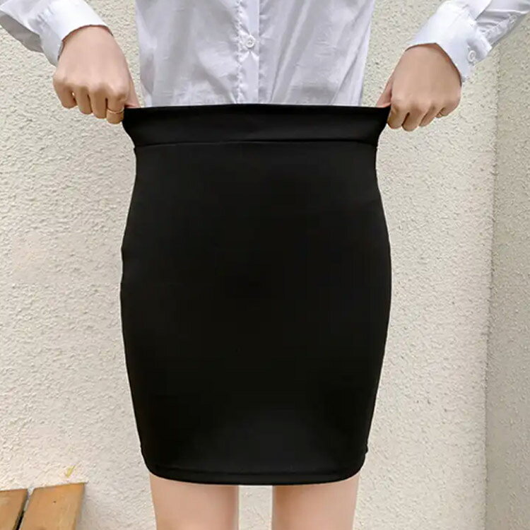 スリム ストレッチ 黒 3種類 スカート ビジネス スリット入り 事務服 オフィス レディース 膝丈 ミニスカート ひざ丈 ウエストゴム 制服 企業 ユニフォーム リクルート 通勤 面接 仕事用 大きいサイズ ボトムス タイトスカート hakobune306288-10009398 hakobune サンプル画像2