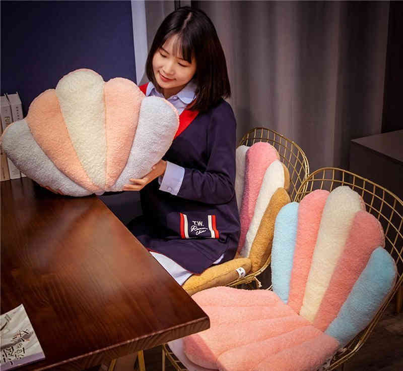 ざぶとん 座布団 貝殻形 クッション 背もたれ 背あて 椅子用 かわいい 女の子 子ども 洗濯可能 ふわふわ 高弾力 極厚 子ども [2]