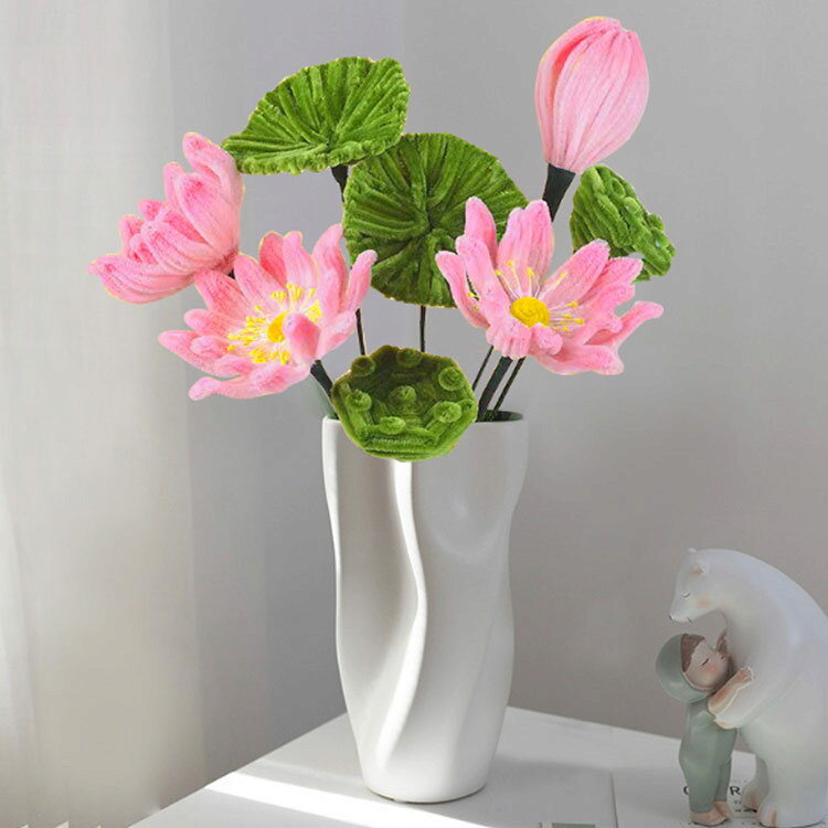 全7種類セット 手芸モール モールフラワー 手作りキット セット カラーモール 花束 向日葵 カーネーション ローズ チューリップ 百合 蓮の花 工作 モールアート 造花 材料 曲げ可能 学校 手芸 DIY プレゼント 送料無料 3