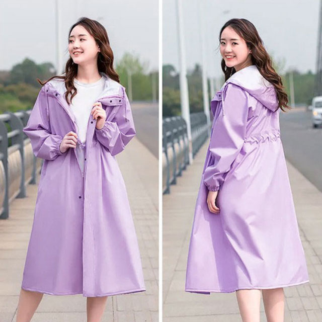 レインコート レディース レインウエア モッズコートデザイン かっぱ 雨具 ジップアップ ウェストコード Aライン ロング丈 軽量 長袖 防水 フード付き 前開き ポケット付き 厚手 日焼け防止 梅雨対策 自転車 通勤 通学 おしゃれ 可愛い 無地 全4色