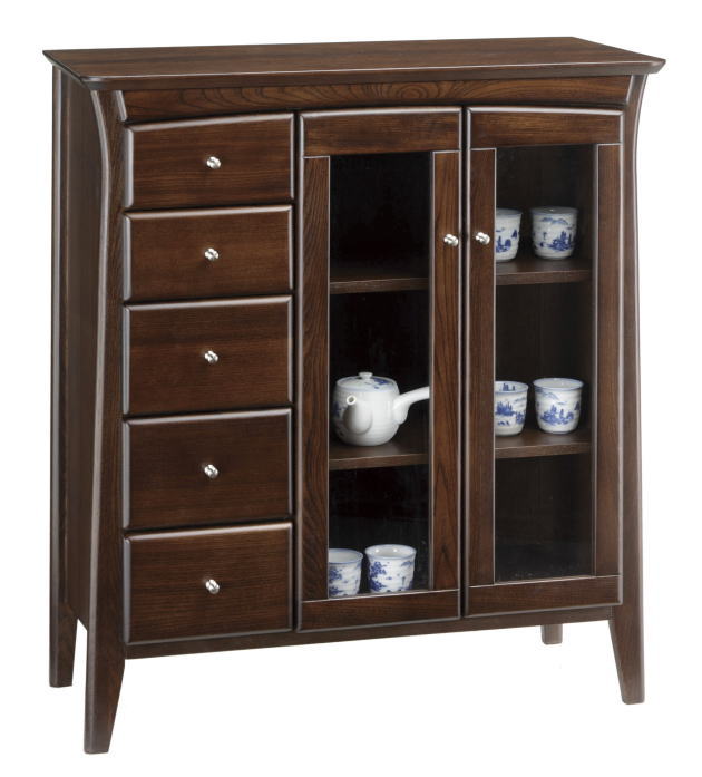 キャビネット(77) サイドボード リビングボード キッチンボード ワイド 収納 キッチン リビング 書斎 引出付 可動棚2枚 引出5段 シック 彩美 さいび 彩美77