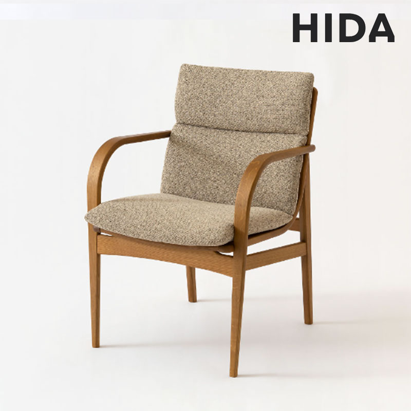Rakuten - 飛騨産業 L-chair アームチェア 両肘付き 国産 ビーチ ホワイトオーク 布 本革 無垢材 アーム付き 肘付 SD260AB SD260AN