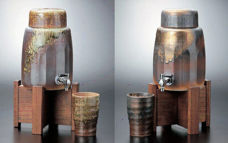 四日市ばんこ焼　焼酎サーバー（台付）ビードロ 金彩